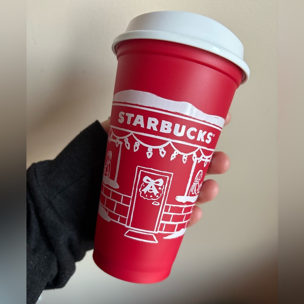 Starbucks Festive Red Cup with White Illustrations 2025